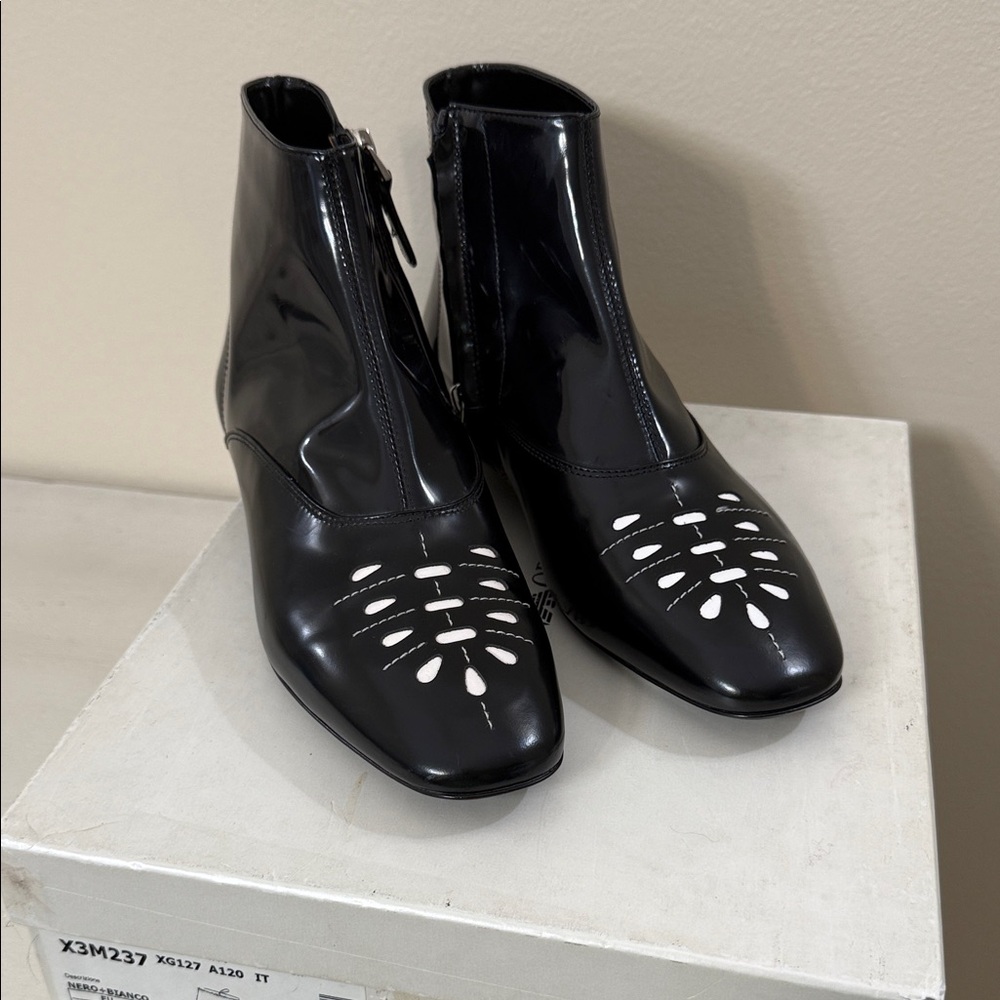 Emporio Armani Leather Black Ankle Boots